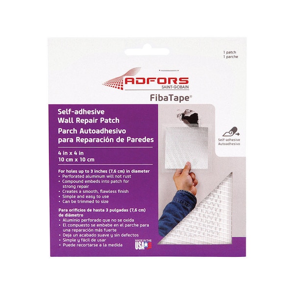 Adfors Saint-Gobain ADFORS FibaTape 4 in. L X 4 in. W Fiberglass Reinforced Aluminum White Self Adhesive Wa FDW6836-U - main